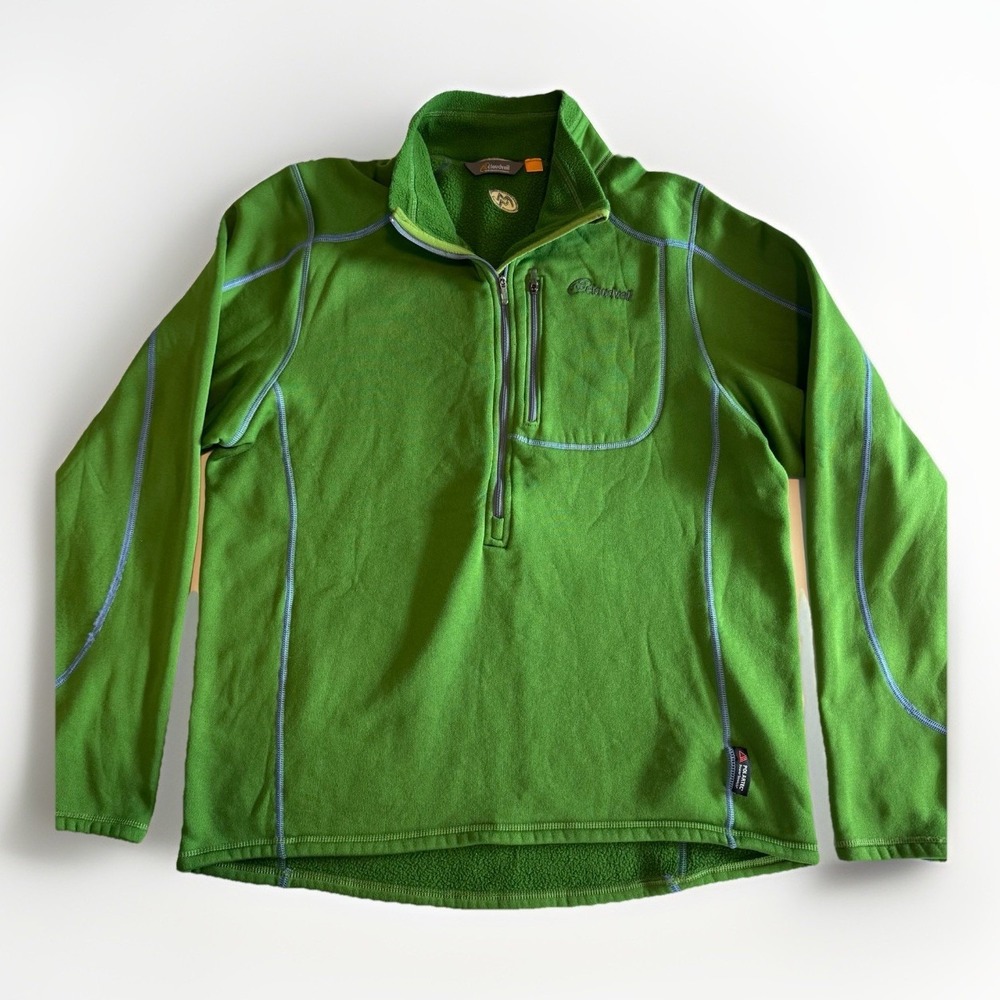 Cloudveil Pullover Mens Large Green Half Zipper Polartec Stretch Outdoor Hiking